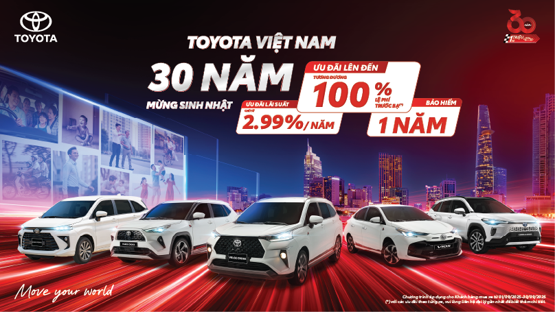 TOYOTA VIỆT NAM RA MẮT PHIÊN BẢN ĐẶC BIỆT KỶ NIỆM 30 NĂM THÀNH LẬP CÙNG NHIỀU ƯU ĐÃI HẤP DẪN TRONG THÁNG 9