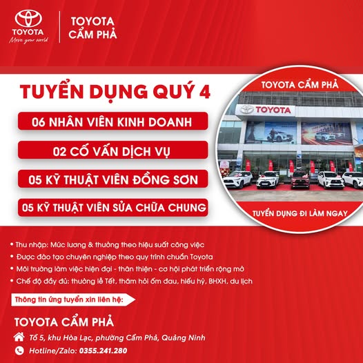 🎯TOYOTA CẨM PHẢ TUYỂN DỤNG QUÝ 4 - ĐI LÀM NGAY🎯